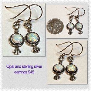 Sterling silver and opal earrings